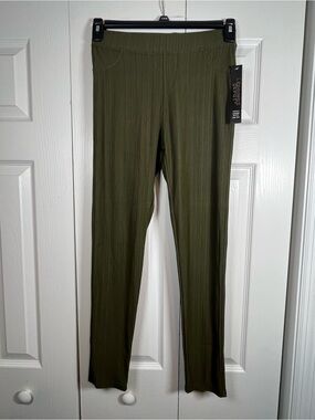 NWT! Leggings Depot Olive Ribbed Pull-On Leggings One Size